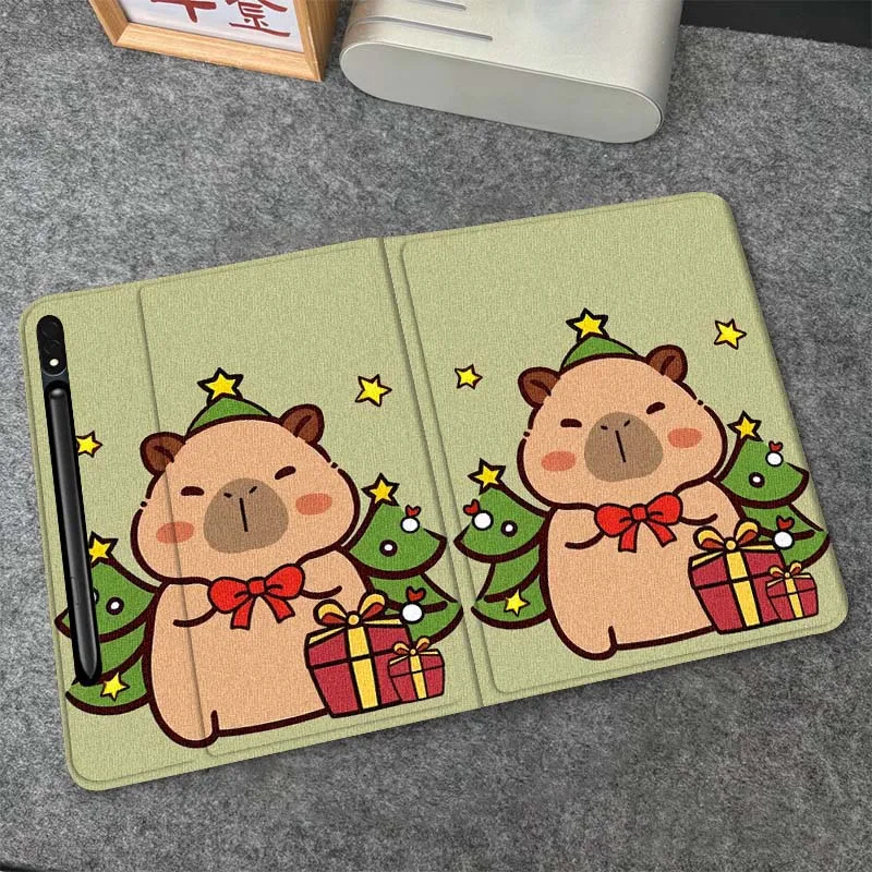 

Cartoon Capybara Santa Hat For Samsung Galaxy Tab S6 S8 S9 S10 Lite FE 10.4 11 Inch 2022 2024 Tablet Case