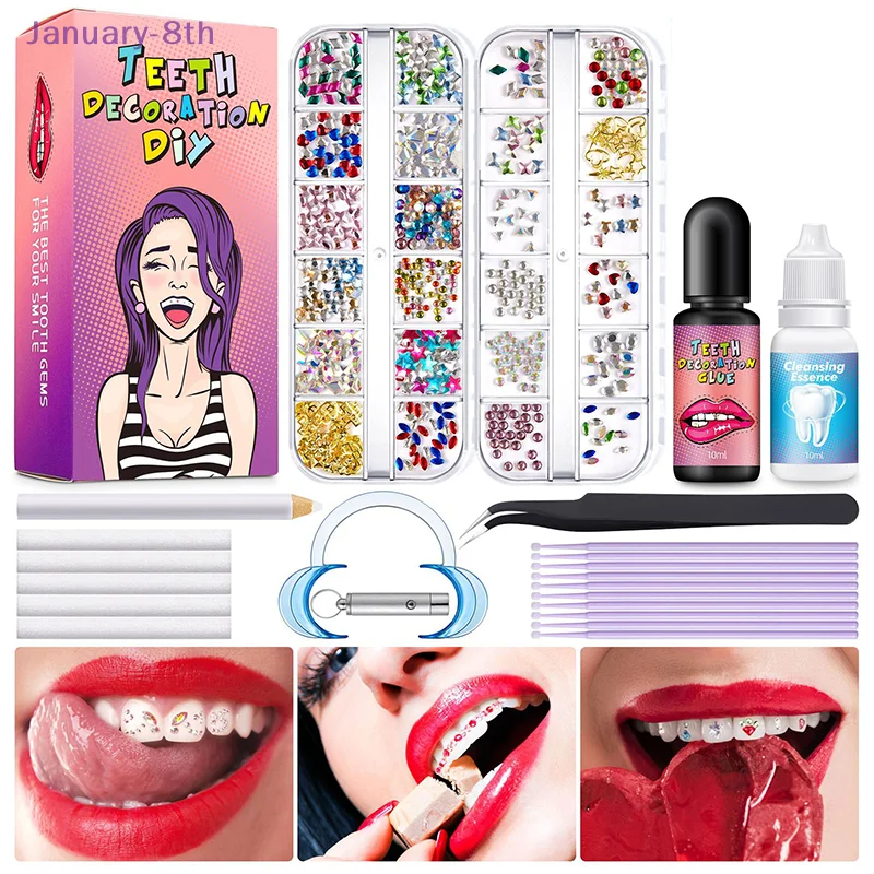 

Professional Tooth Gem Kit DIY Love Horse Eye Crystals Jewelry Kit Teeth Gems Kit Tooth Gems For Teeth Jewelry Starter