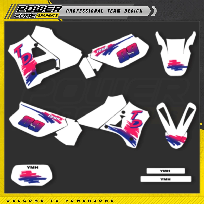 PowerZone Custom Team Motorcycle Graphics Decals Sticker Kit DECO Dekor For YAMAHA DT125R 150R 200R