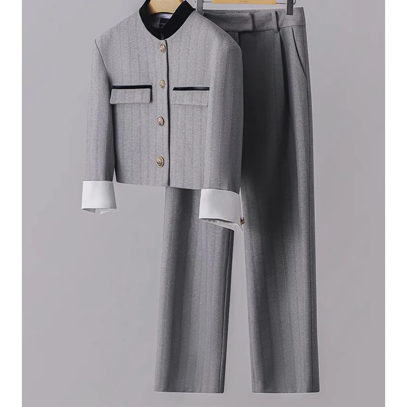 Elegante Broek Sets Vrouwen Crop Top Rechte Broek Tweedelige Dames Outfits Shirt conjuntos femininos elegantes 2024 أطقم بناطيل