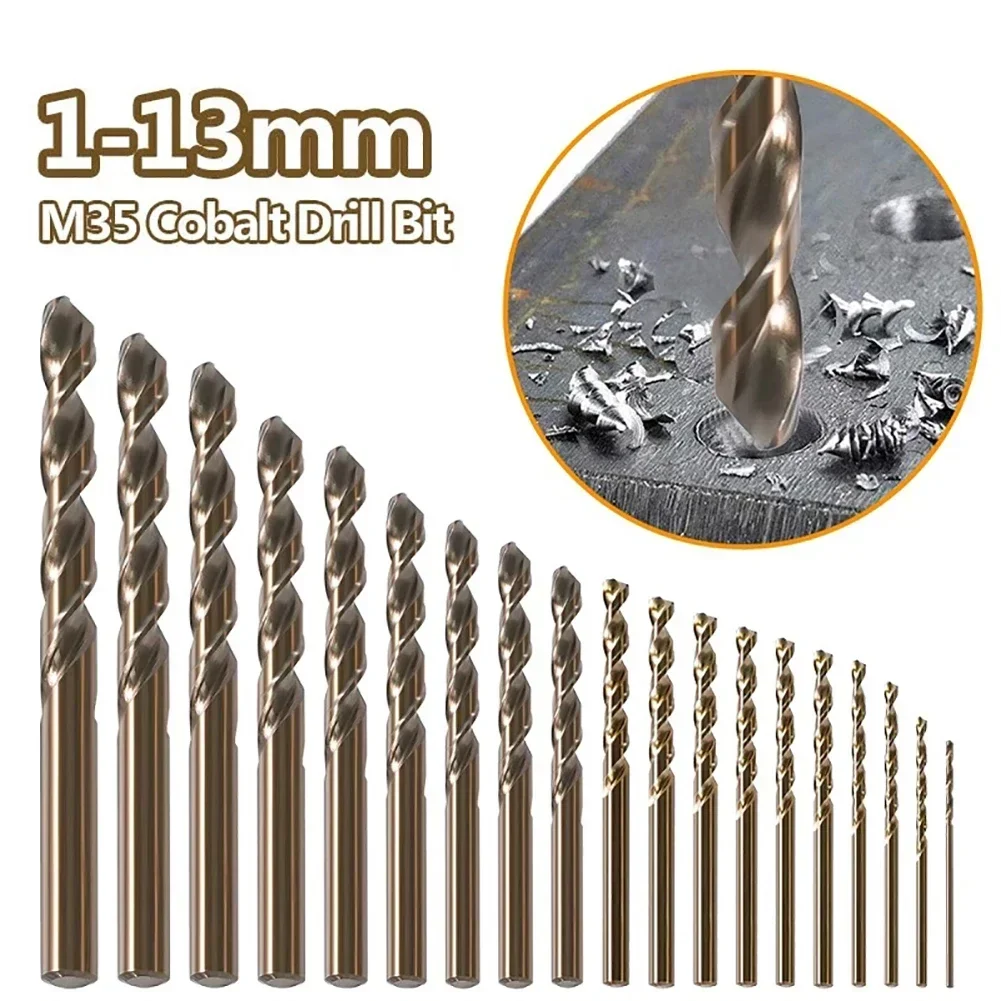 1pc 1mm-13mm HSS-Co M35 Cobalt Drill Bit Straight Shank For Steel, Iron, Aluminum And Other Metal Pipes Job Openings Tools