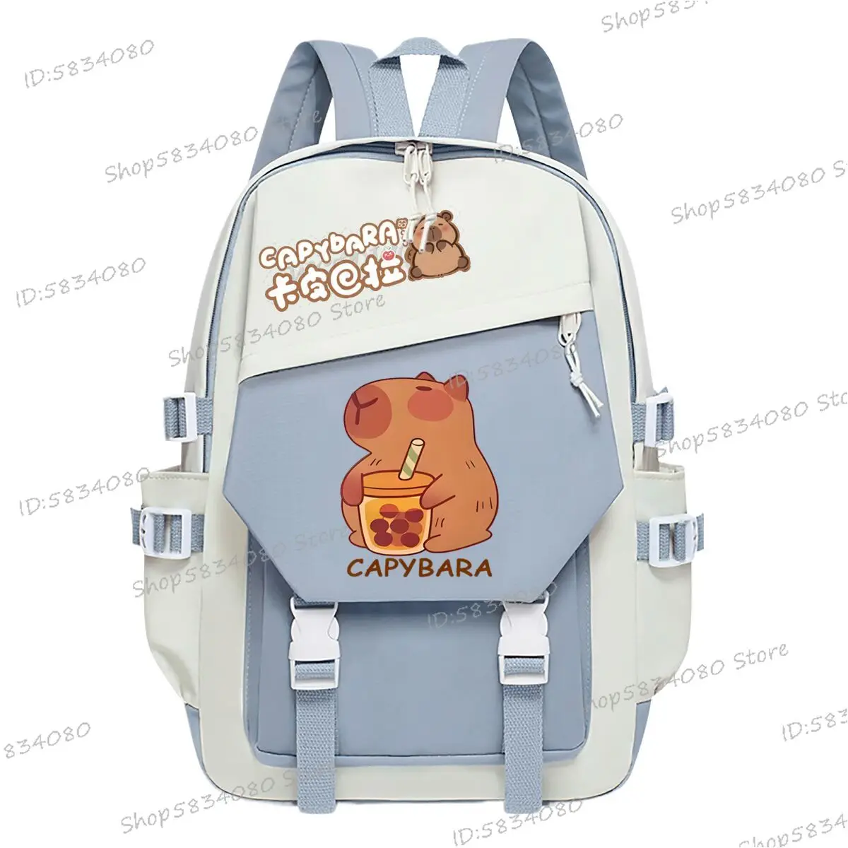 

2025 Fashion School Bags for Girls Cute Capybara Boba Tea Print Knapsack Bag Capybara Gift Large Capacity Laptop Travel Bagpack