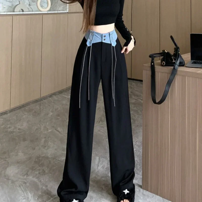 

Black Pants for Women Straight Leg High Waist Shot Womens Jeans Baggy South Korea Japanese Y2k Clothes Teenagers Denim Trousers