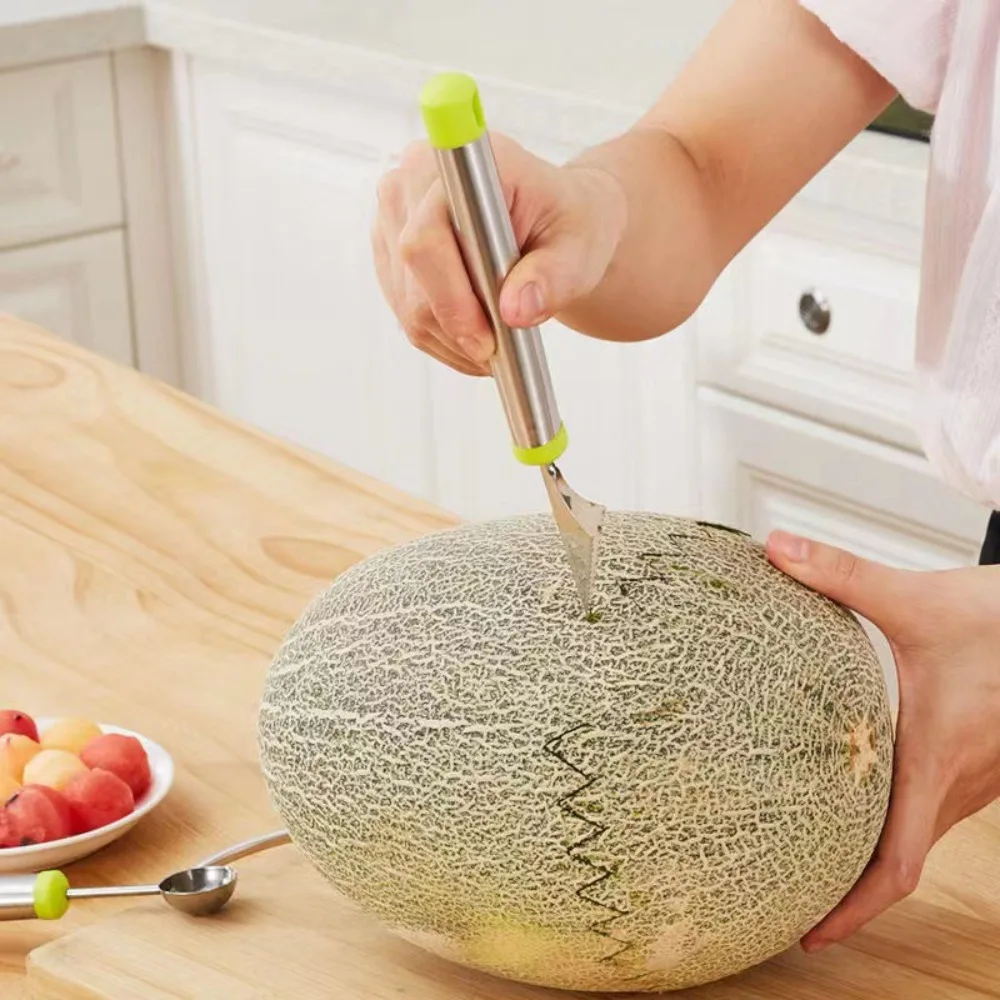 

4PCS/SET Stainless Steel Fruit Carving Tool Kit Comfortable Grip Rust-proof Watermelon Ball Scoop Professional