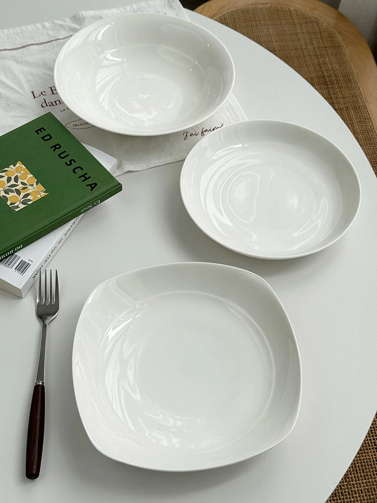 

Тарелка Anmuli в корейском стиле, простая, чисто белая, для завтрака, димсамов, ужина, супа, многофункциональная посуда