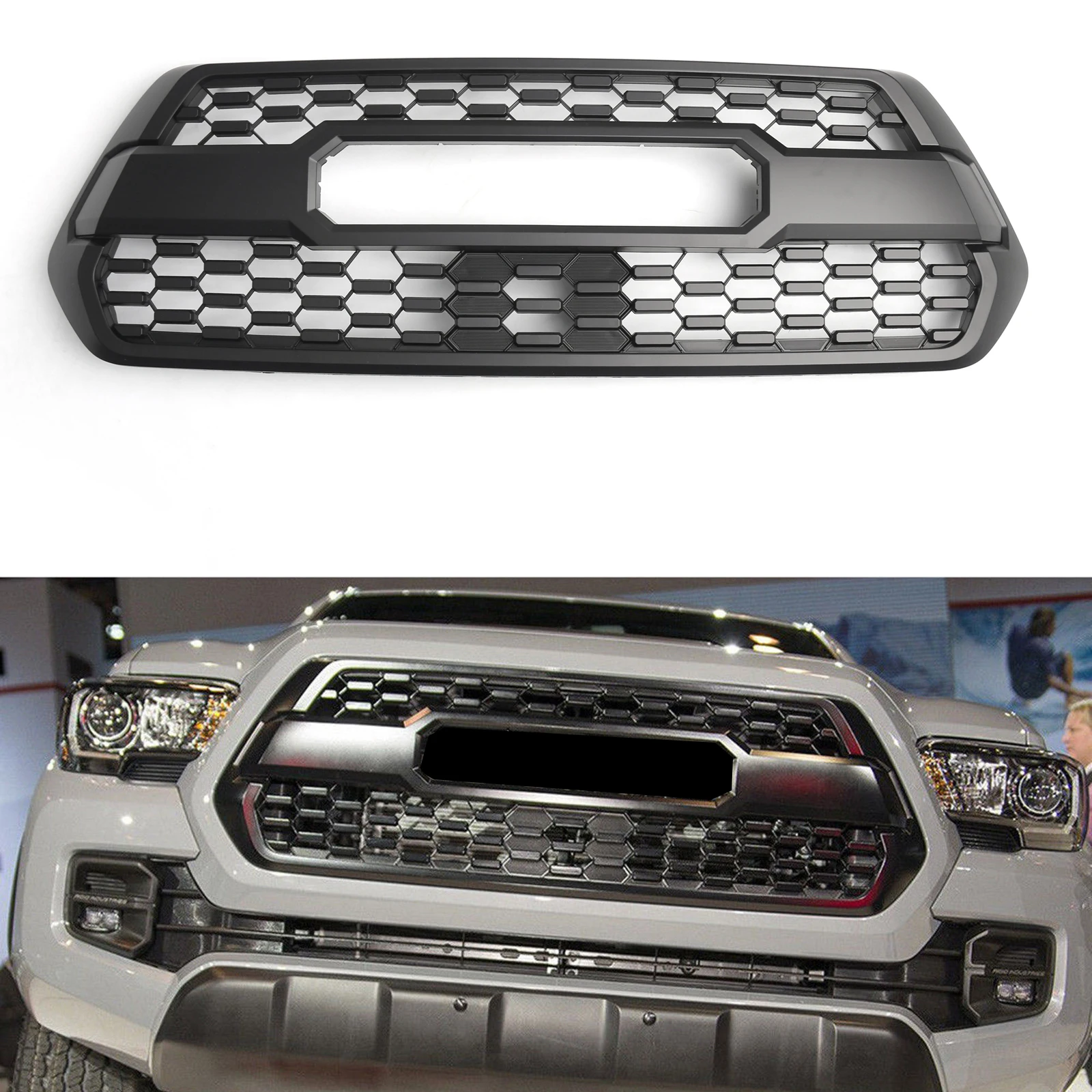 Artudatech Matte Black Front Bumper Hood Grill Grille Fit Toyota Tacoma 2016-2023 TRD PRO