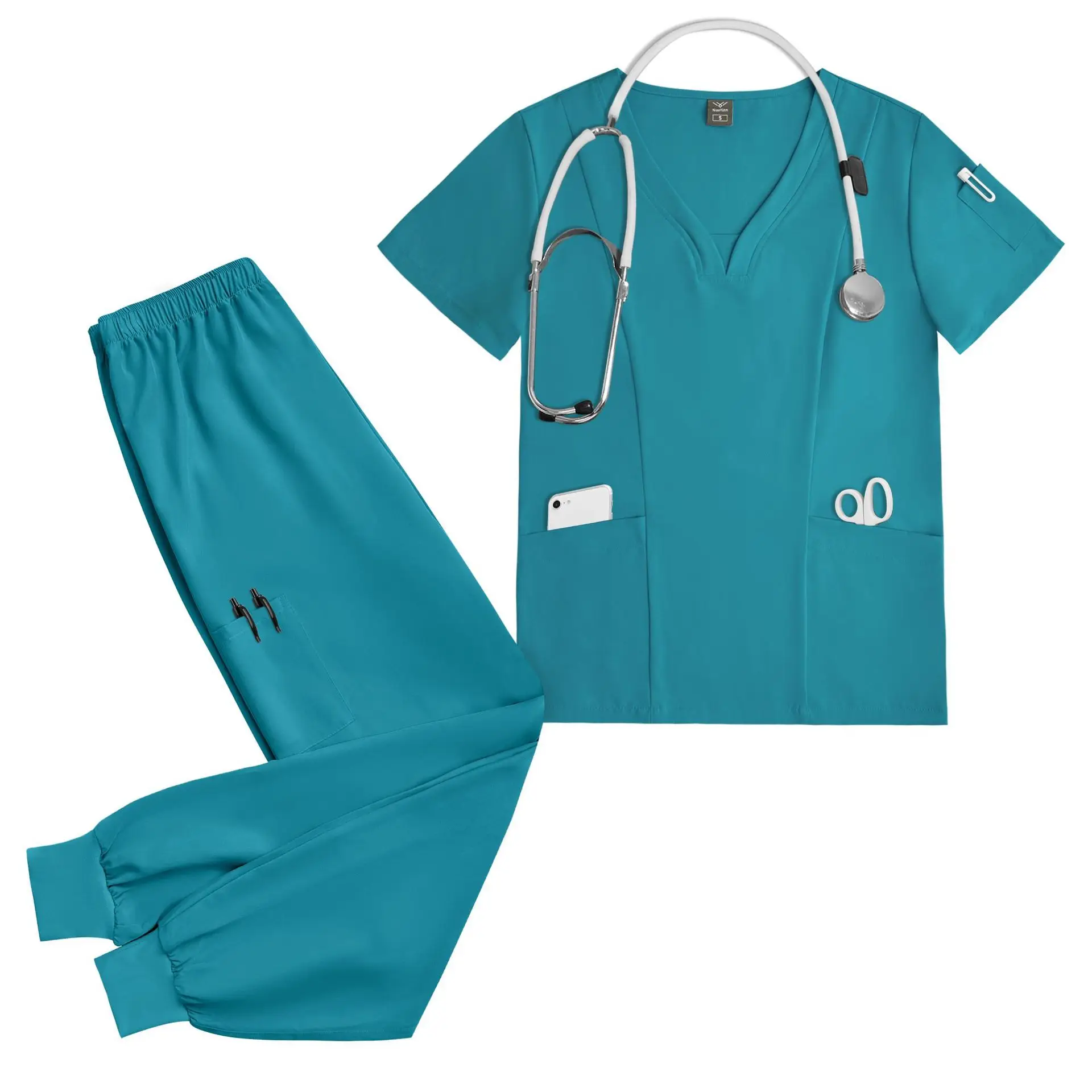 Unisex Doctor Uniforms Hospital Nursing Attire Scrub Top and Pants Sets Comfortable Breathable - view 3