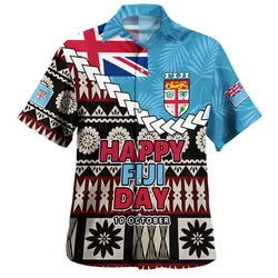 Harajuku 3D Printed Philippines Fiji Flag Emblem Rugby Shirts HAPPY FIJI DAY Graphic Short Shirts For Men Hawaiian Clothing Tops