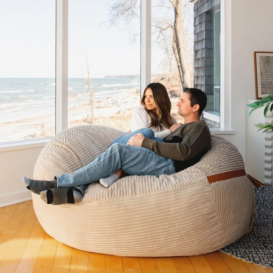 كرسي بين باج عملاق مملوء بالرغوة بطول 6 أقدام مع غطاء قابل للإزالة من القطيفة ذات اللون الأخضر الطحلب لغرفة المعيشة وغرفة النوم أو مساحة الألعاب #2