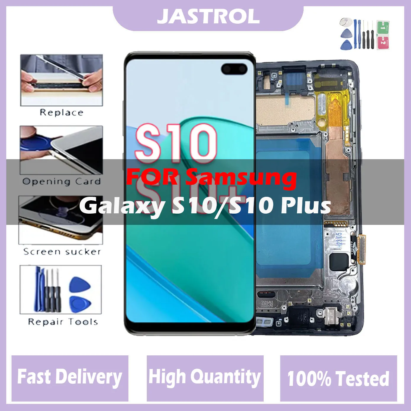 

TFT LCD for Samsung Galaxy S10 Plus S10+ G975 Lcd Display Digital Touch Screen for Samsung Galaxy S10 Replacement with Frame