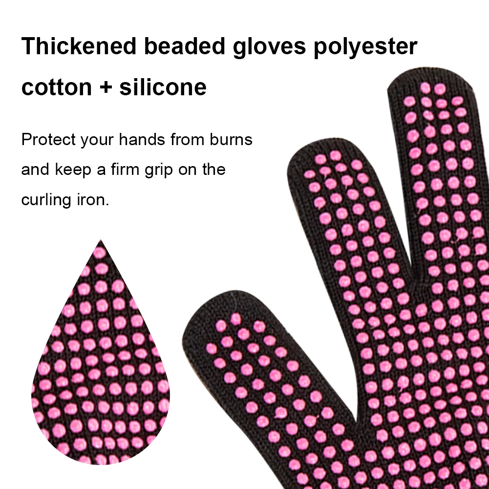 قفازات مقاومة للحرارة قفازات حرارية احترافية مع مصطات سيليكون قفازات تصفيف الشعر الحرارية لوازم تصفيف الشعر المضادة للانزلاق