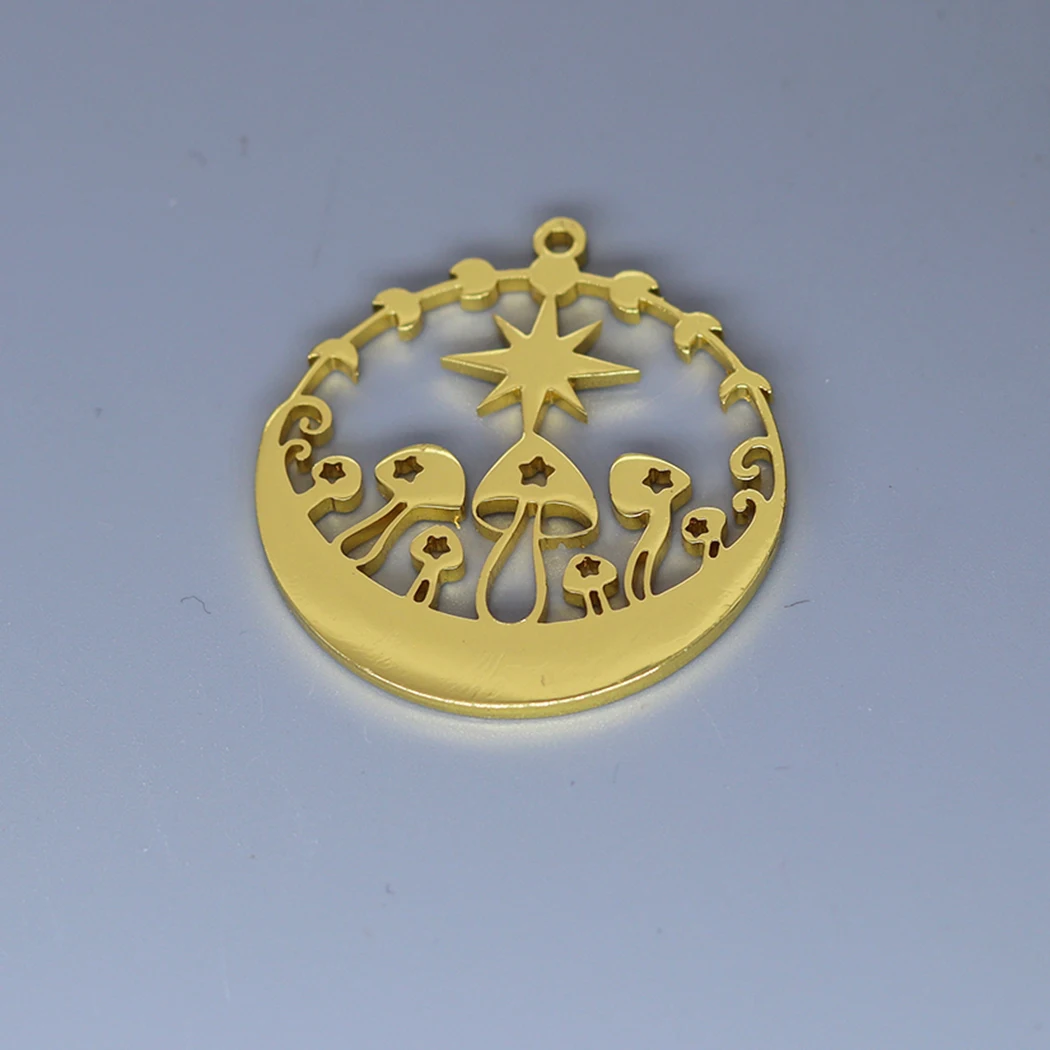 3pcs Star Moon Phase Charms DIY Craft Tassels Earrings Necklace Jewelry Making Stainless Steel Gold Color Cross Sword Pendant