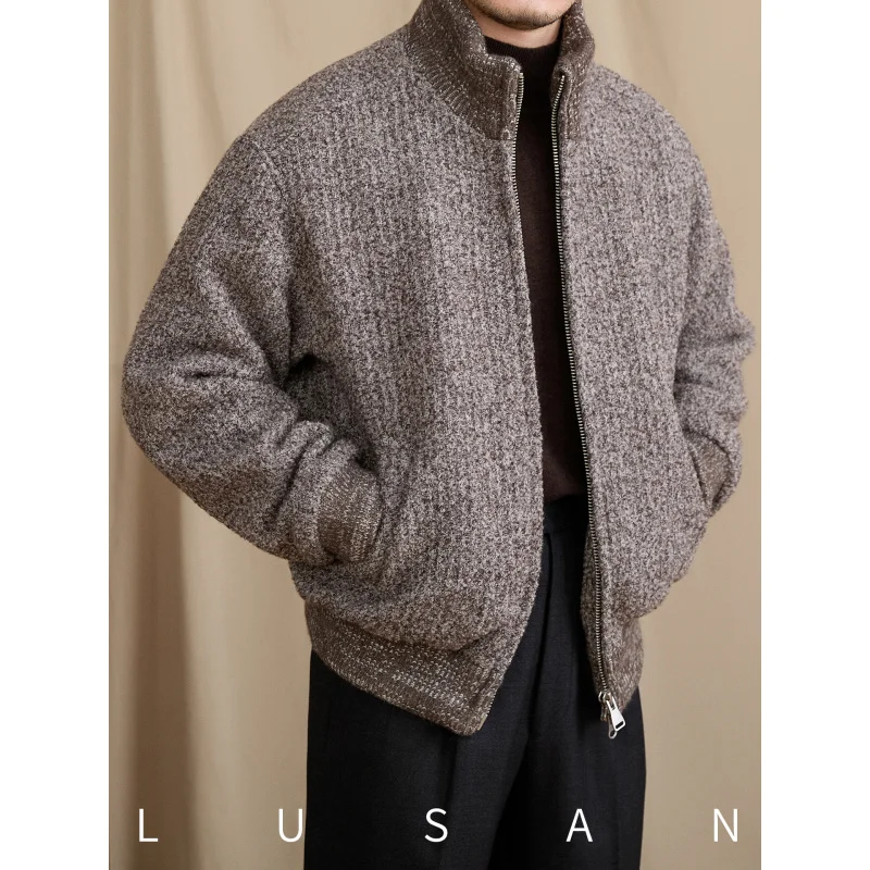 

Mr. Lu San Winter Thickened Goose Down Stand Collar Short Warm Jacket Men Wool Blend Down Versatile Jacket Trendy