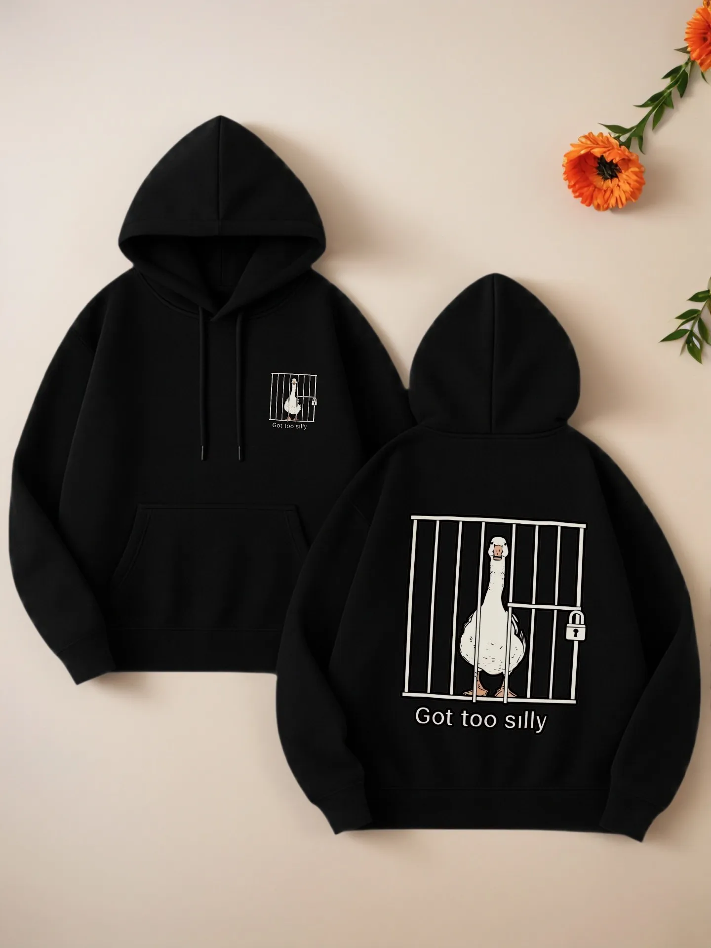 Sudadera con capucha gráfica para mujer, lindo ganso, estampado, estética informal, tela suave, uso diario informal, para adolescentes