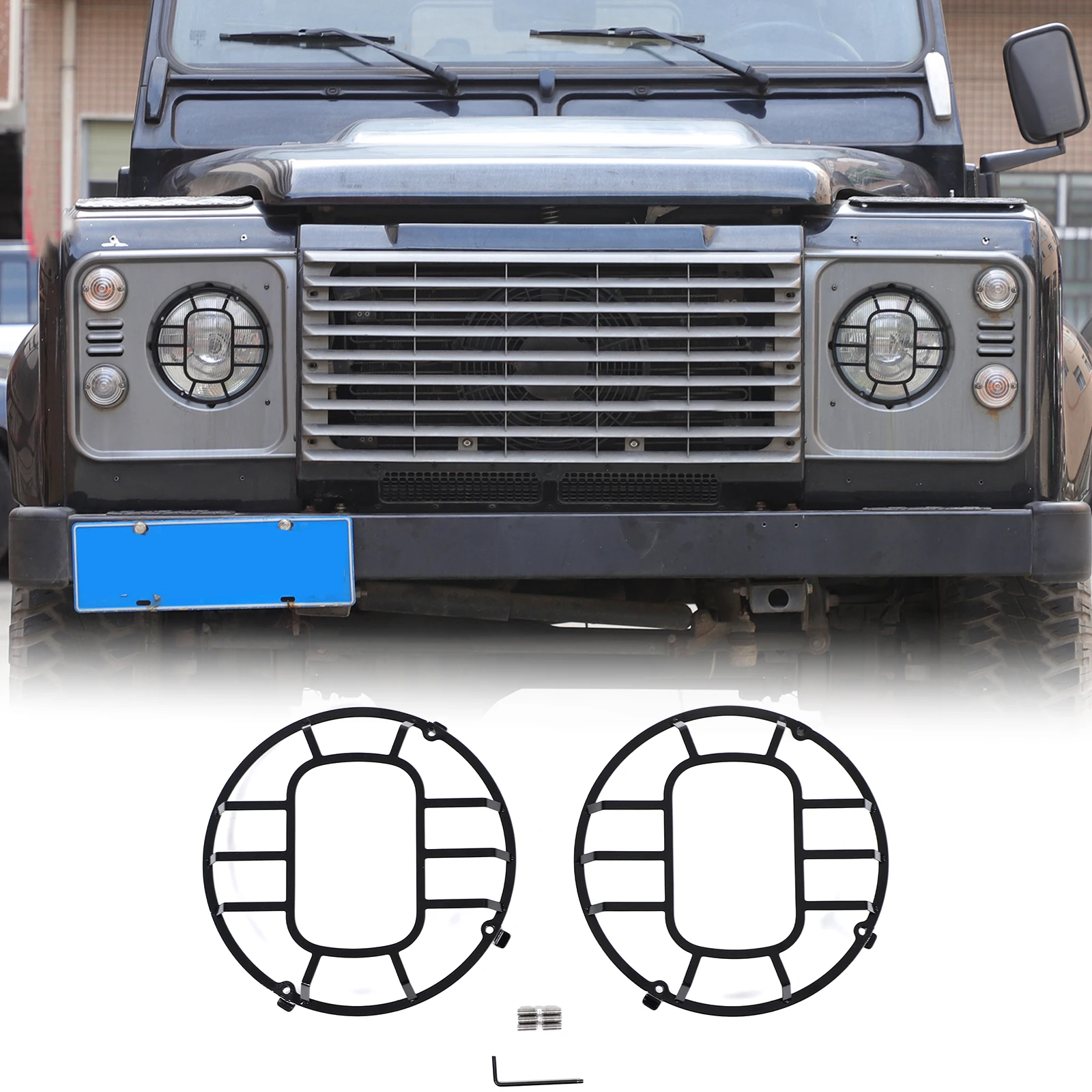 

Carbon Steel Automotive Headlight Guard Front Headlight Protective Cover for Land Rover Defender 2004-2018 Exterior Accessoriess
