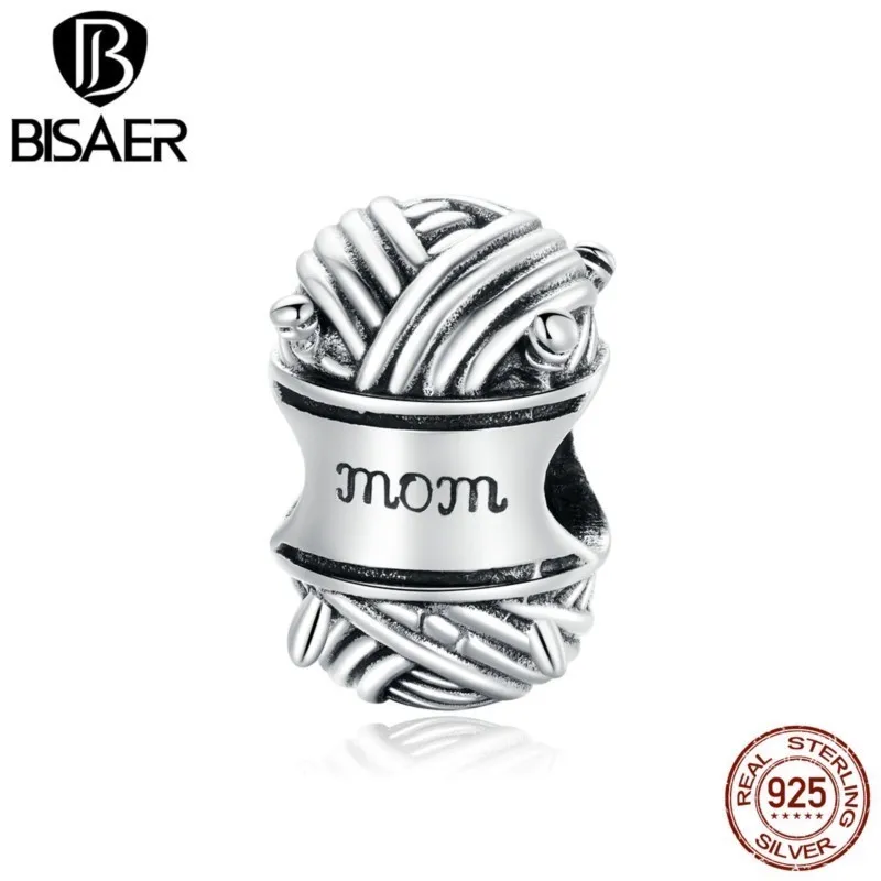 BISAER 2020 Beads Ball Of Yarn 925 Sterling Silver Love Of Mom Beads Charms Fit Women Bracelets DIY Jewelry ECC1654