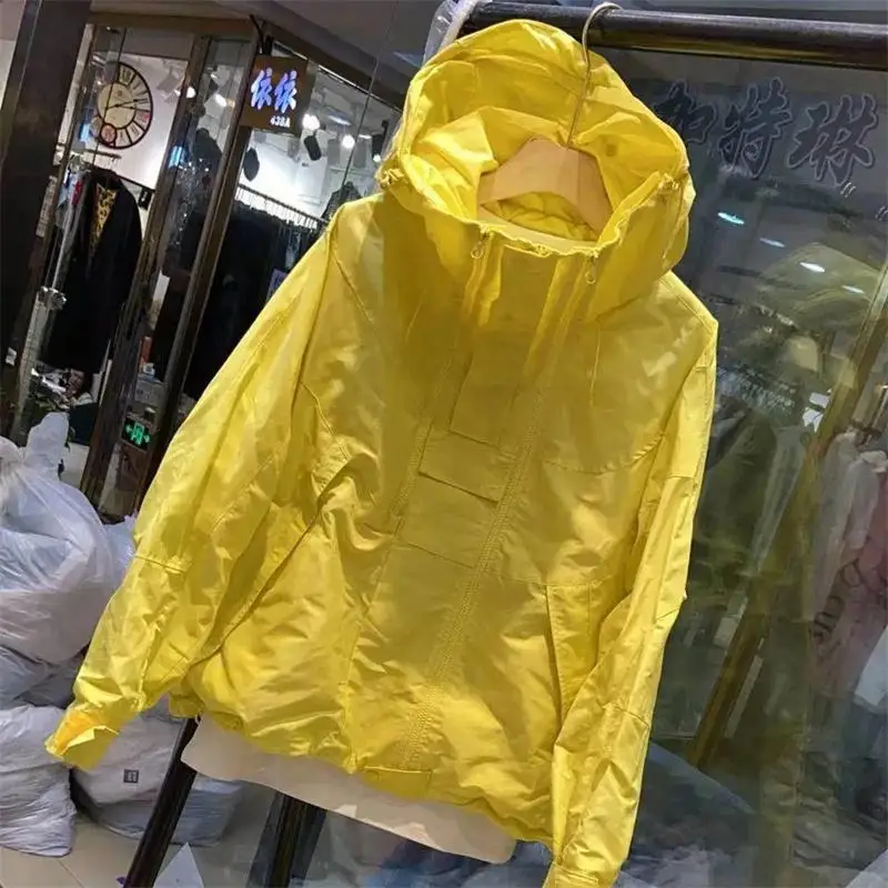 2026 New Women's Thin Coat Sun Protection Clothing Summer Zipper Long-Sleeved Hooded Casual Windbreaker Jacket Clothing