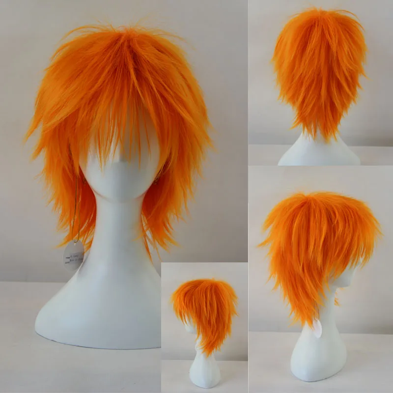 

Bleach Ichigo Kurosaki Cosplay Synthetic Fiber High-Temperature Resistant Wig Orange Short Hair Costume