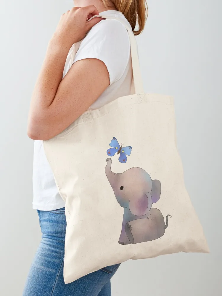 

Elephant with a butterfly Tote Bag Fabric bag Shopping bags Women's bags eco pack