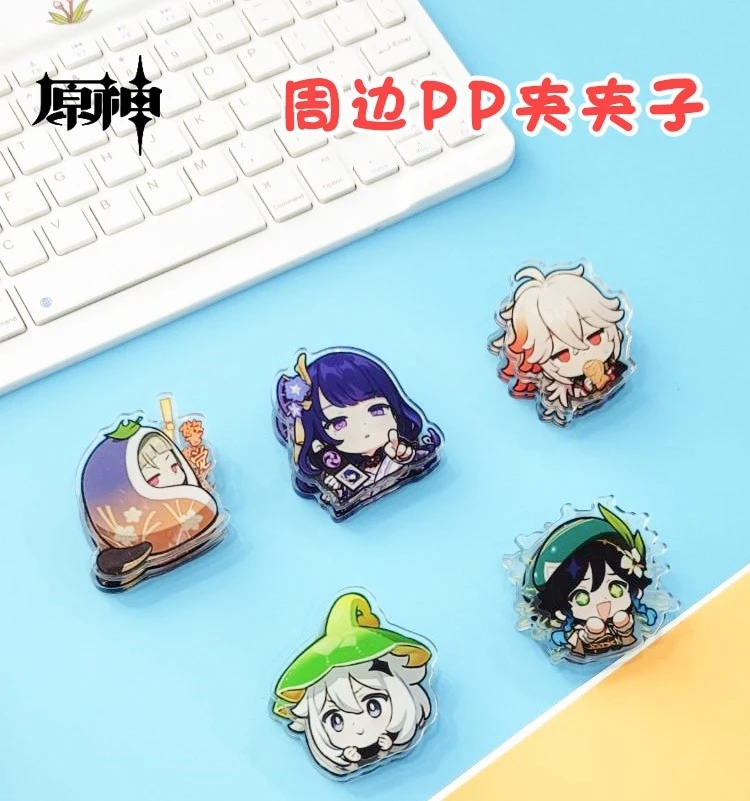 Anime genshin impacto tartaglia paimon cosplay polipropileno clipe caneta caso acrílico transparente personagens dos desenhos animados bonito ambido