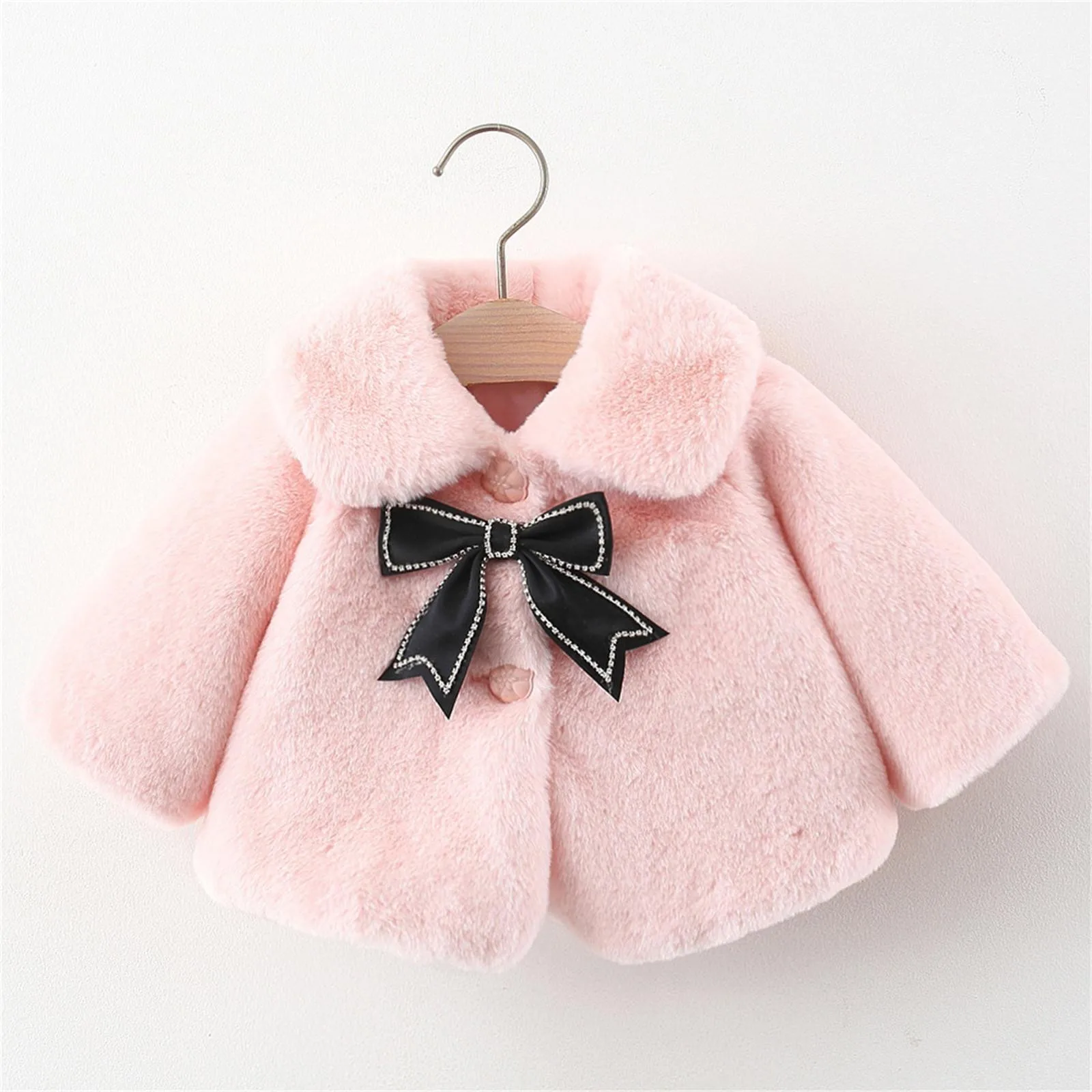 Winter Baby Girl Clothes Windproof Warm Toddler Faux Fur Coat New Born Korean Style Jacket For Girls Infant Baby Plush Outwear