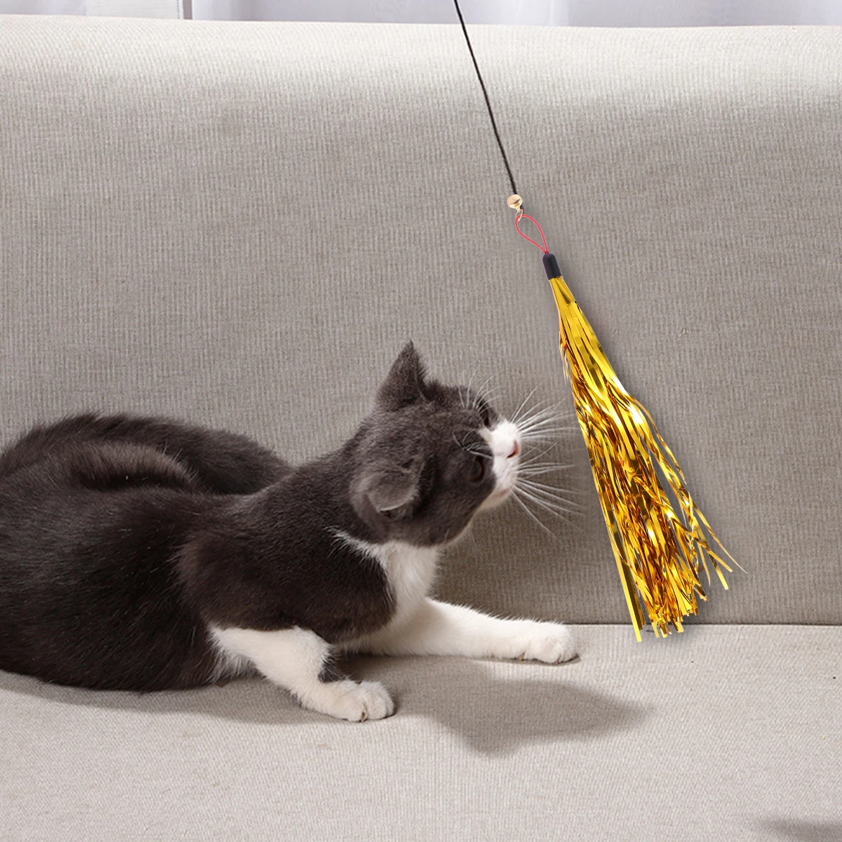 

10pcs Cat Teaser Replacement Tassel Ribbon Toys Durable Eco Friendly Interactive Pet Supplies Cat Teasing