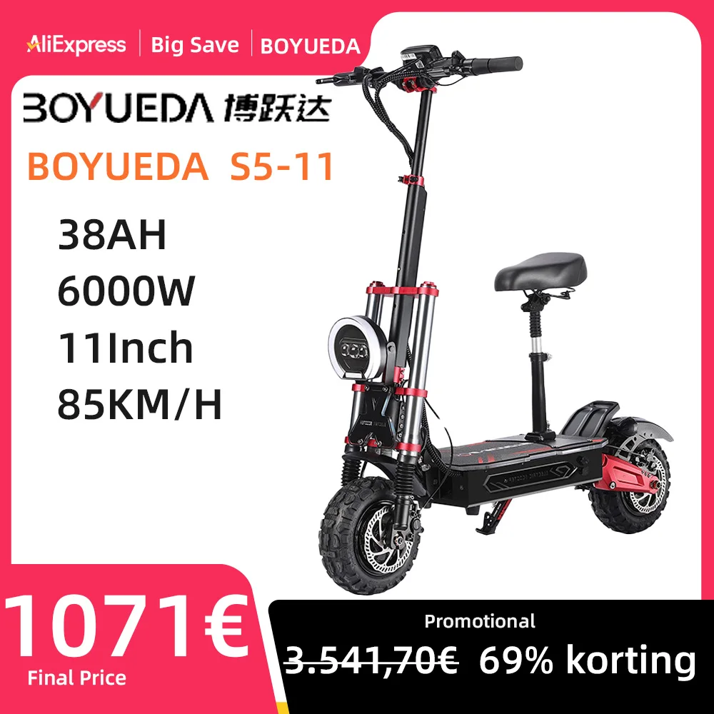 BOYUEDA S5-11 Electric Scooter 6000W Motor 60V38AH Battery 120KM Range 85KM/H Speed NFC Smart App RGB lights Off-road E Scooters