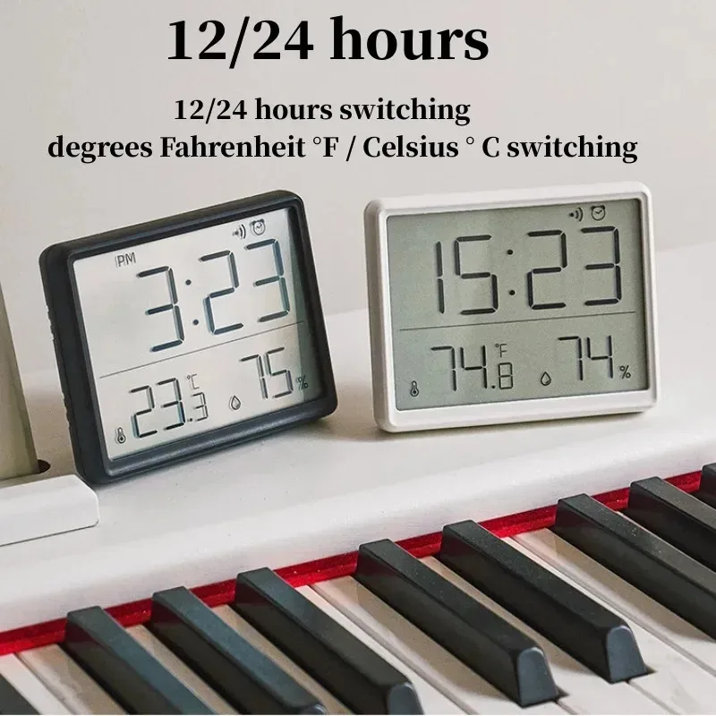 Magnetic LCD Digital Clock Wall Mounted 3.7Inch Refrigerator wall Alarm Clock Ultra Thin Desk Clock for Bedside Living Room