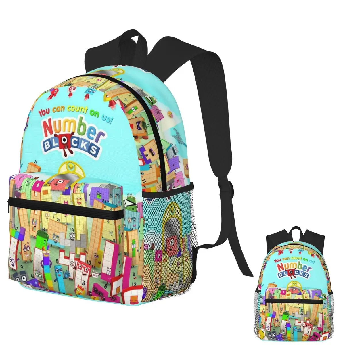 

Number Blocks Cartoon Student Backpack School Bag Hiking Travel Daypack for Men Women Fashion Bookbag Shoulder Bags