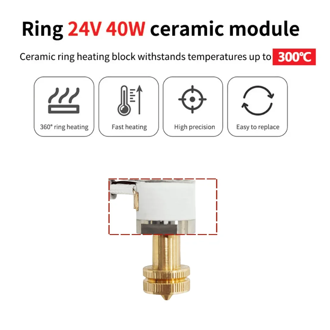 For E3D Revo Hotend Kit V6 Radiator Brass Nozzle Ceramic Heating Core 104Nt Thermistor for E3D Revo 3D Printer Parts view 4
