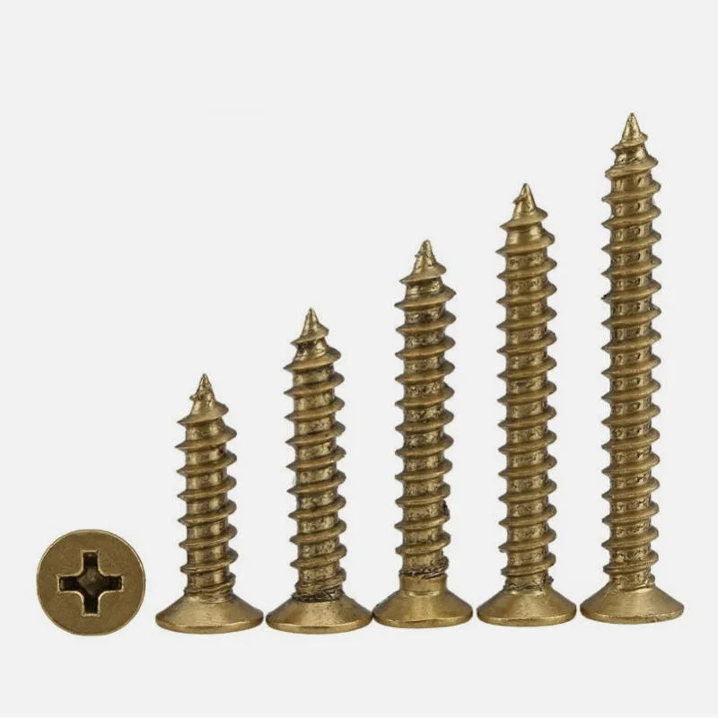 4-80pcs Brass Cross Recessed Countersunk Self Tapping Wood Screws M3 M3.5 M4 M5 M6 Length 6/8/10/12/16/20-50mm Wood Screw