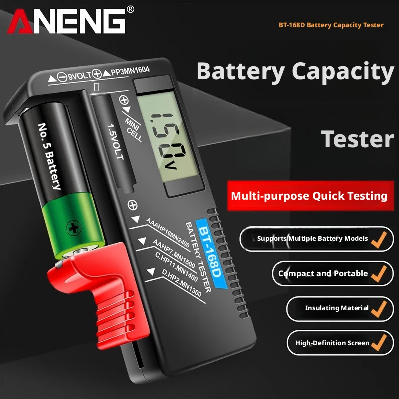 official AN-168 Digital Lithium Battery Capacity Tester Checkered load analyzer Display Check AAA AA Button Cell Universal test