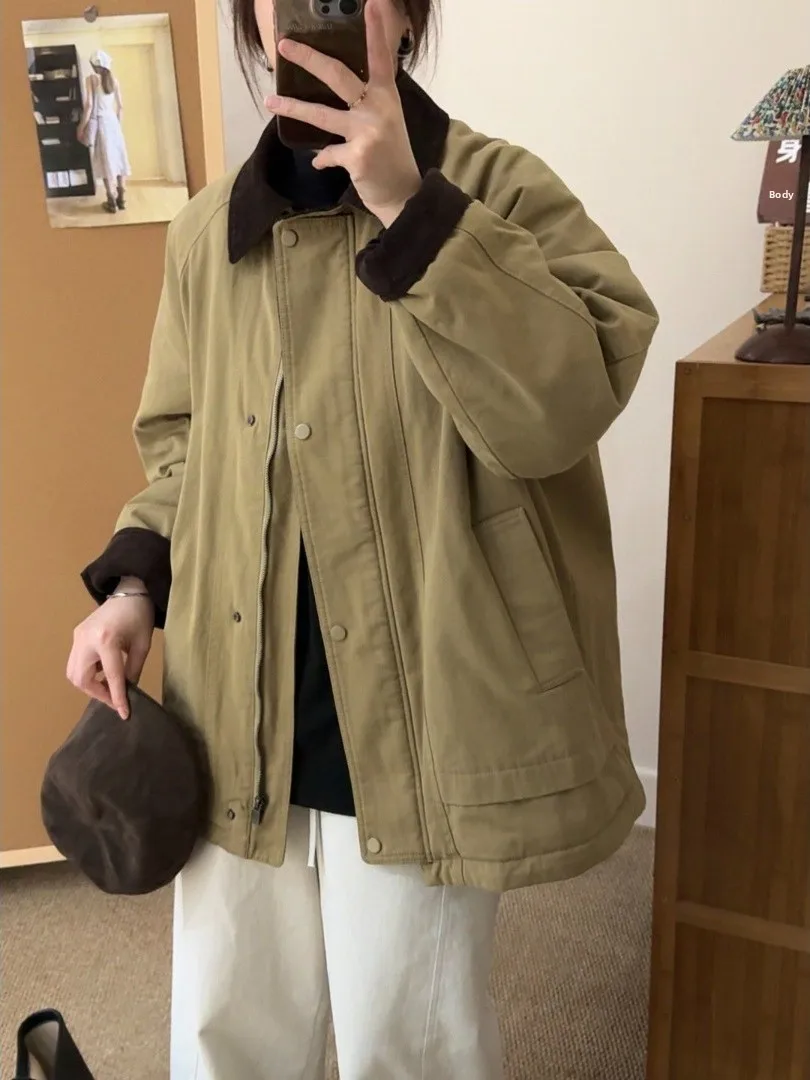 

Ele Cotton Jaet Women's Faionable Collar Winter New Sle Versatile Cotton Clothes Thiened Long Sve Zipper Closure