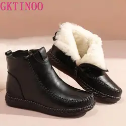 GKTINOO 2024 Stivali da neve da donna Stivali invernali con tacco piatto Stivaletti da donna Caldi scarpe impermeabili Stivaletti in lana di pelliccia spessa antiscivolo