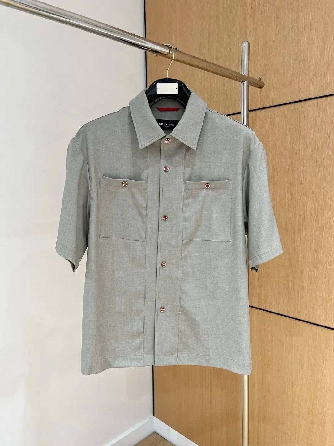 

Kiton Wind Light Luxury Men's Summer Lapel Short Sleeve Tooling Casual Shirt