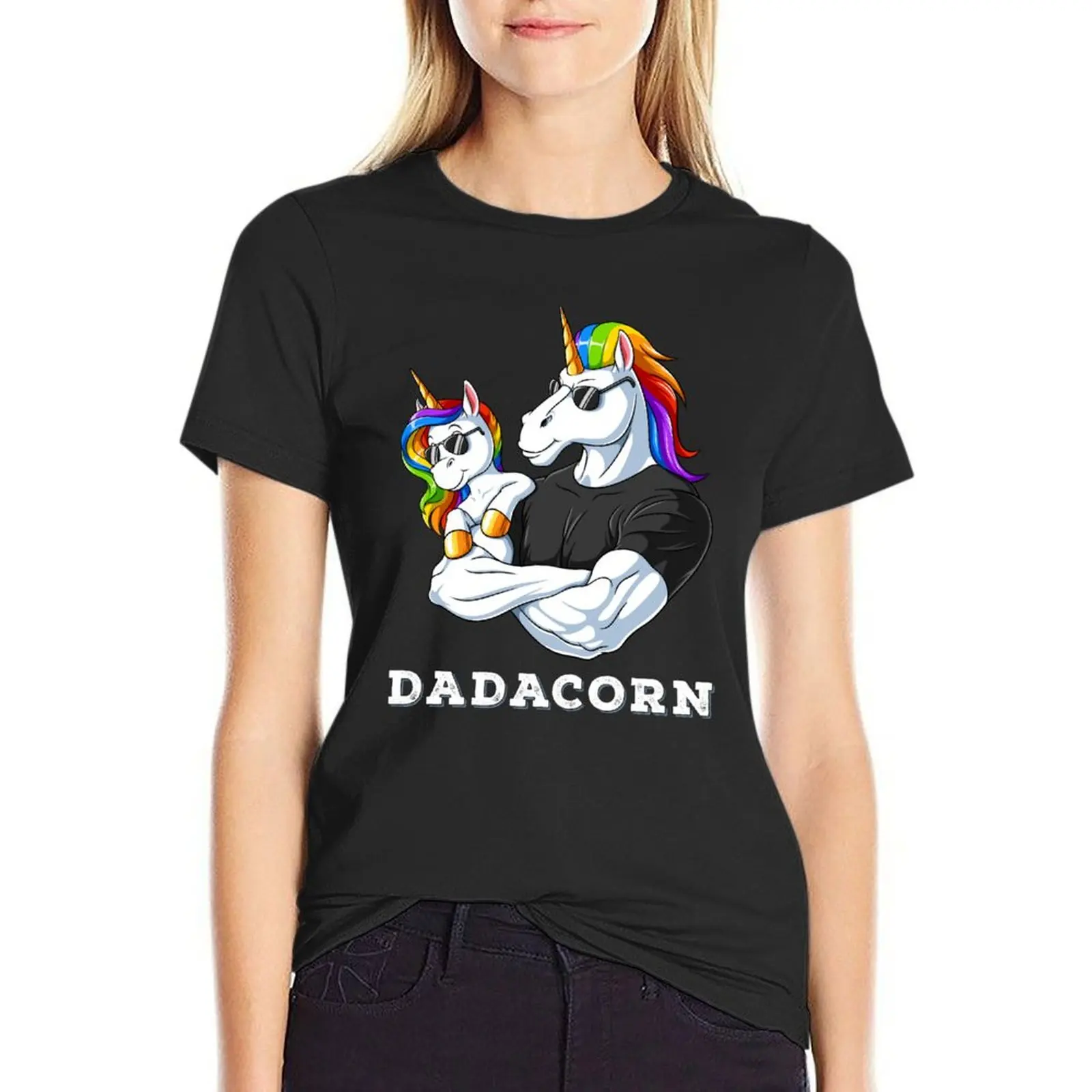 Dadacorn Unicorn Dad and Baby Girl Birthday Princess Father's Day Daughter T-Shirt heavyweights t-shirts for Women loose fit