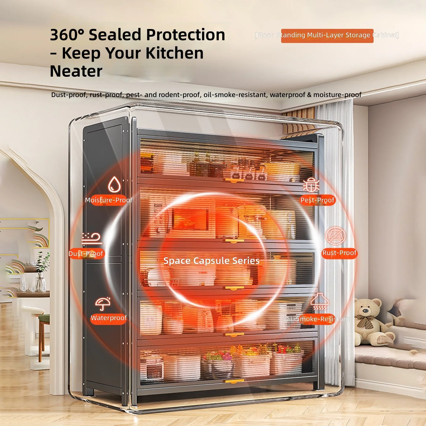 Household dust-proof multi-functional cabinets integrated with walls, multi-layer storage cabinets