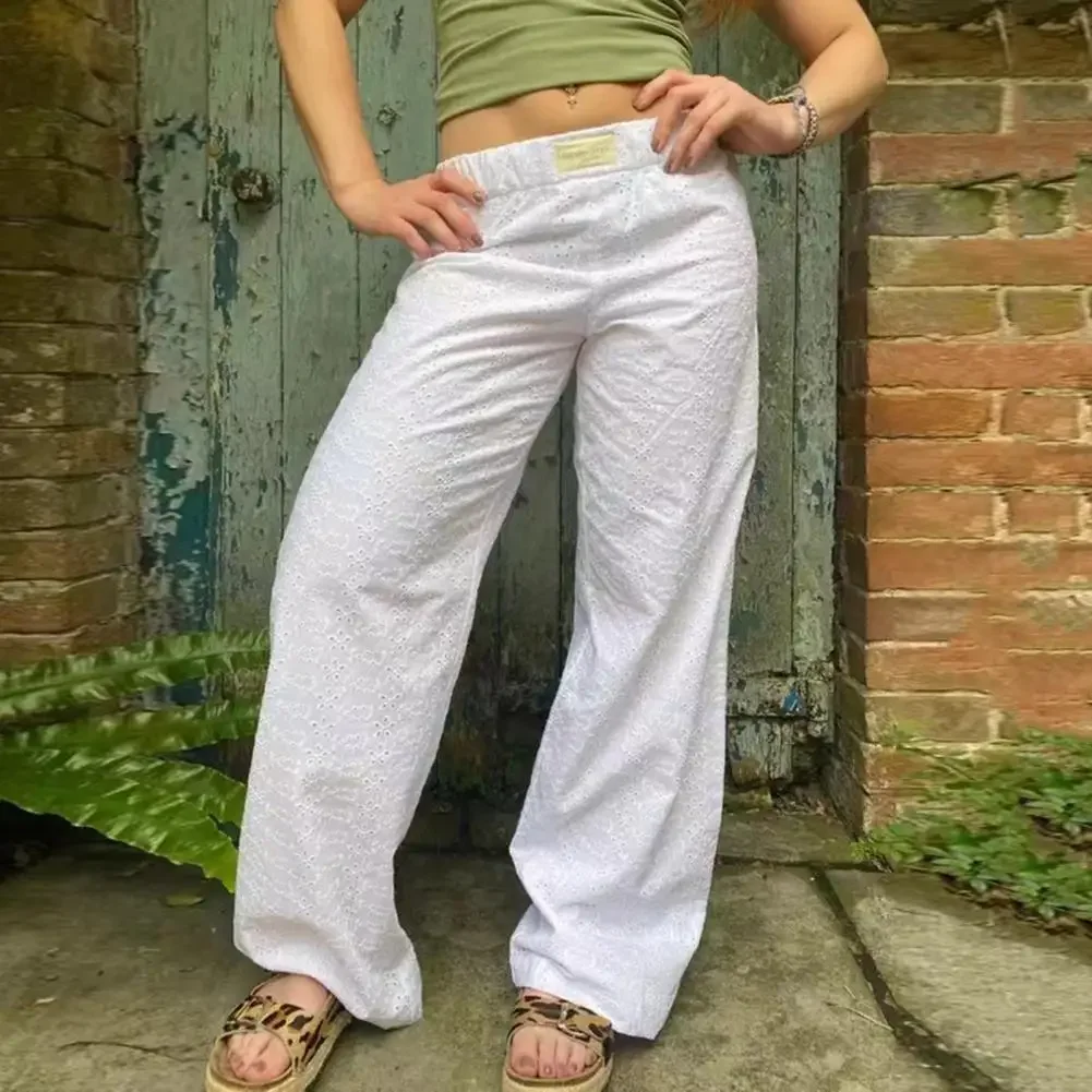 Pantalones holgados de pierna ancha para mujer, pantalón informal con estilo, con bolsillos de cintura elástica, ropa de calle