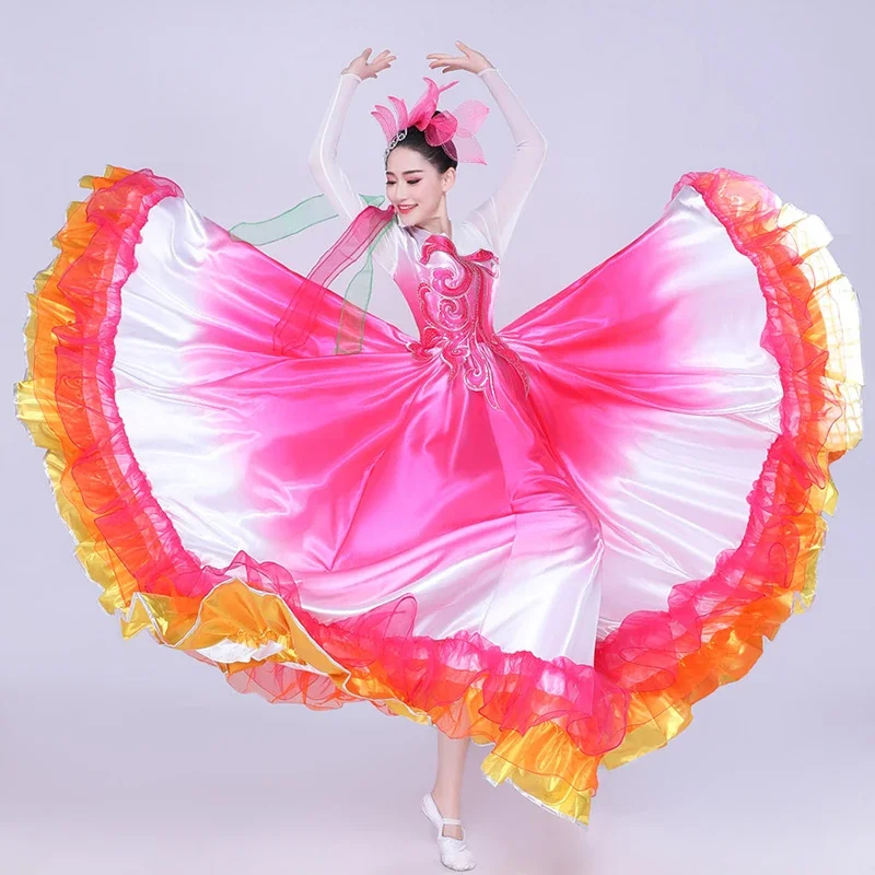 New 360/720 Degree Spain Flamenco Dance Dress Women Waltz Ballroom Gypsy Opening Dance Big Swing Skirt Stage Performance Costume