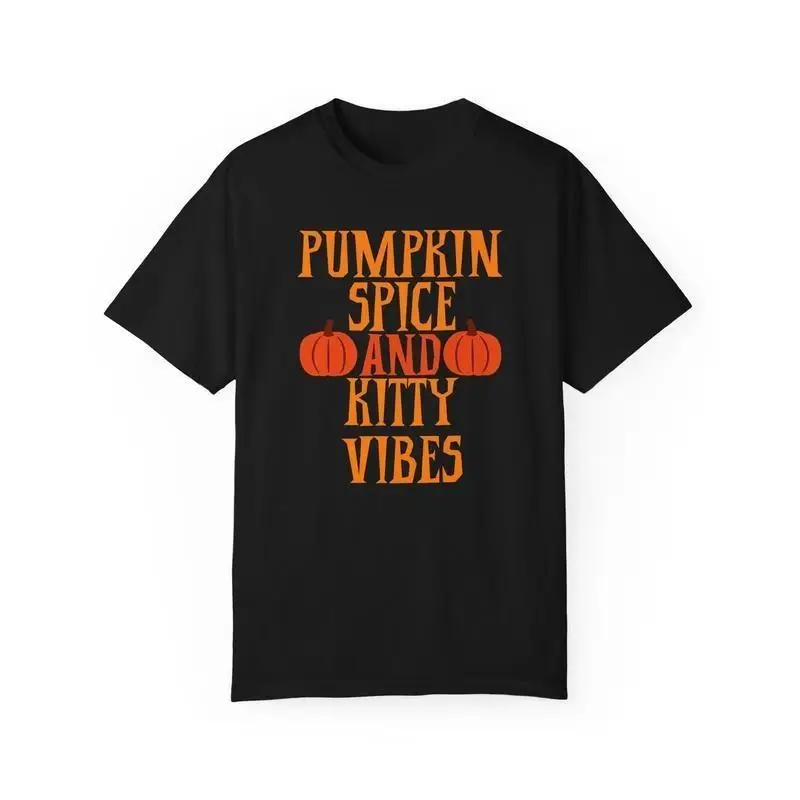 

Pumpkin Spice And Kitty Vibes Fall Unisex Garment-Dyed T-shirt