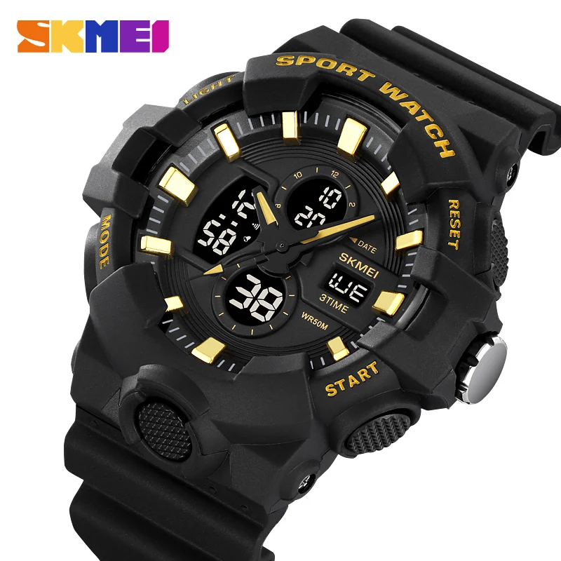 

SKMEI LED Light Digital Countdown Sport Watches Mens Multifunctional 5Bar Waterproof Stopwatch Wristwatch Relogio Masculino