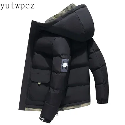 Men's Hooded Quilted Parka Thick Warm Winter Puffer Coat Loose Casual Cotton-Padded Jacket for Hiking Camping Skiing Travel 2026