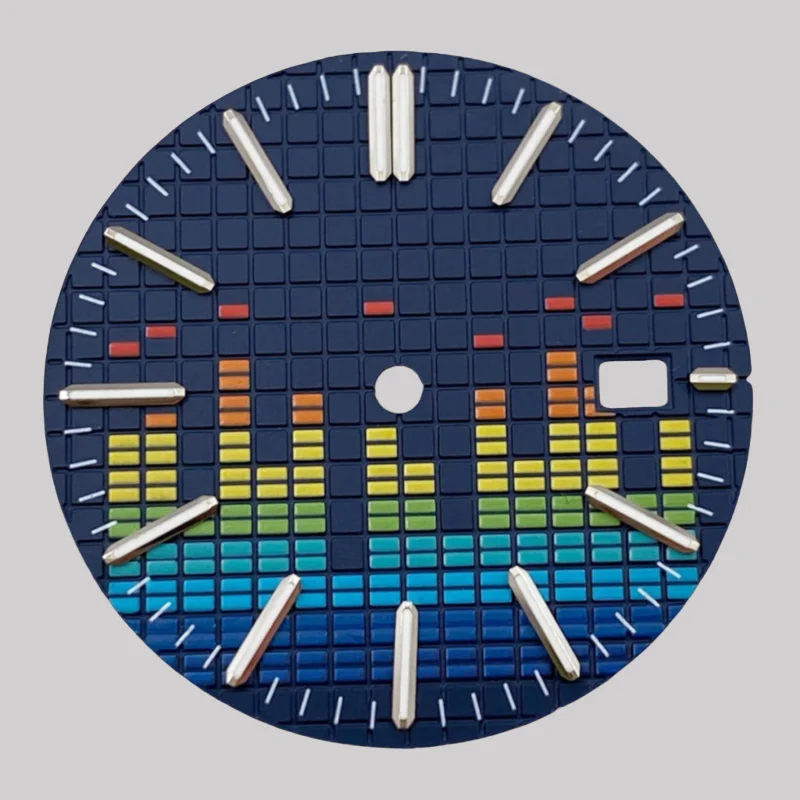 Novo 31.8mm nh35 dial treliça símbolos de música personalizados sem logotipo verde luminoso para nh35/nh36 movimento relógio acessórios