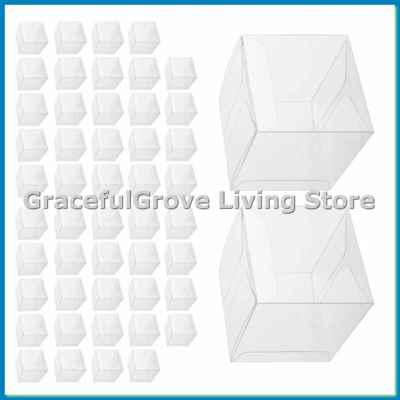 

50 шт. прозрачные пластиковые коробки для подарков, упаковочная коробка из ПВХ, подарочная упаковка, прозрачная коробка конфет, свадебные подарочные коробки, сувениры-ABFB