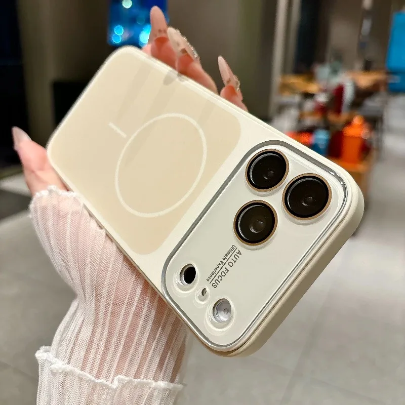 

Luxury Jelly Candy Silicone For Magsafe Case for iPhone 17 Air 16 15 17ProMax Wireless Charging Large Window Acrylic Block Cover