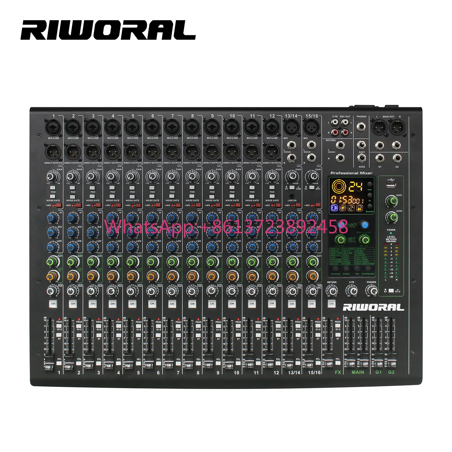MDF16 Professional 16-Channel DJ Digital Audio Mixer with 99 Built-In Reverb Effects USB Connectivity Top Selling Sound System