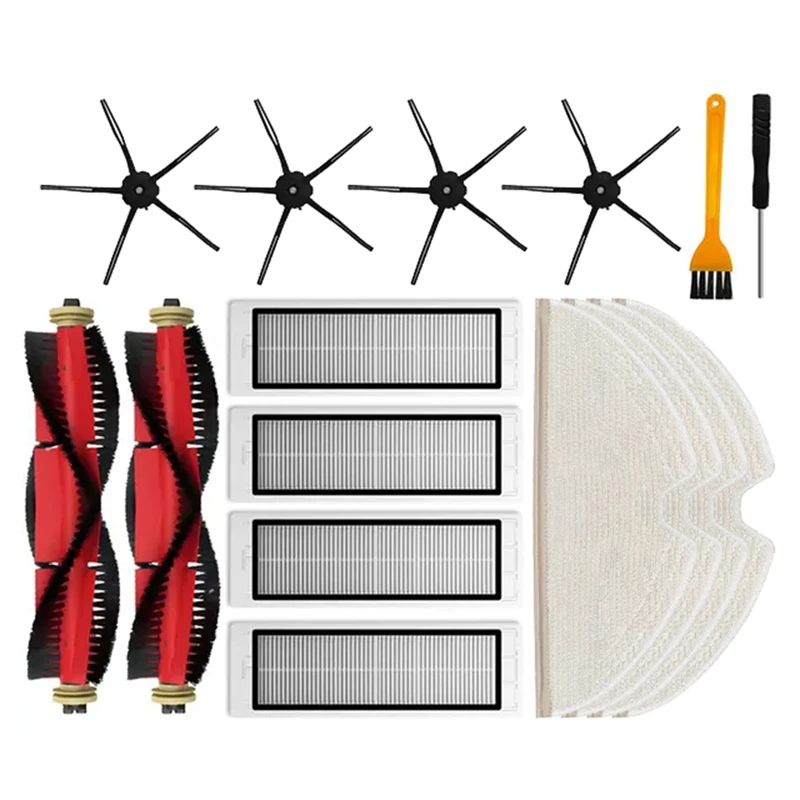 ABBK-For Xiaomi Roborock S5 Max S50 S55 S5 S6 S6 Maxv S6 Pure E4 E5 Robot Vacuum Spare Parts Main Side Brush Filter Mop Pads