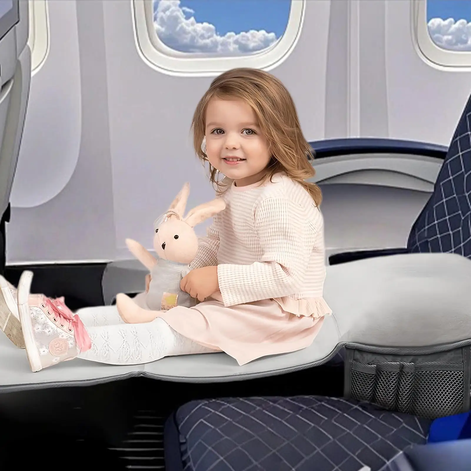 Toddler Plane Bed Flight Seat Extender Multi-Functional Comfortable Portable Kids Bed Seat Extender For Flight Airplane Enhanced