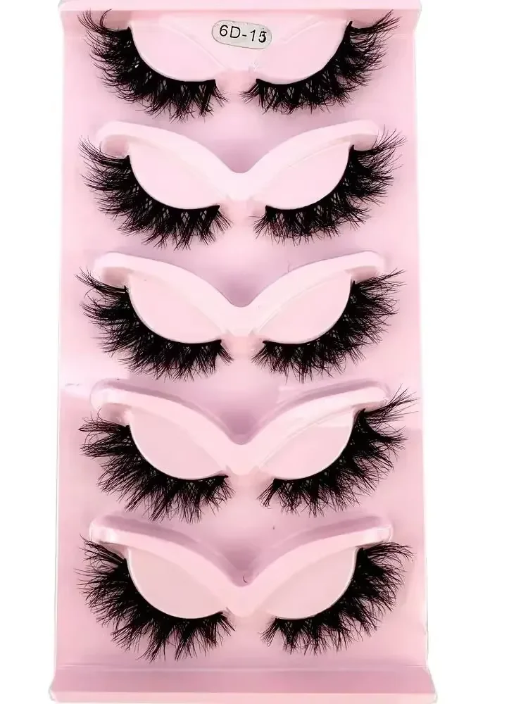NEU 5 Paar natürliche, lange Manga Make Cat Eye Wimpern, weiche, flauschige, künstliche Nerzwimpern, flauschige, künstliche Wimpern, wiederverwendbare Wimpern, Make-up