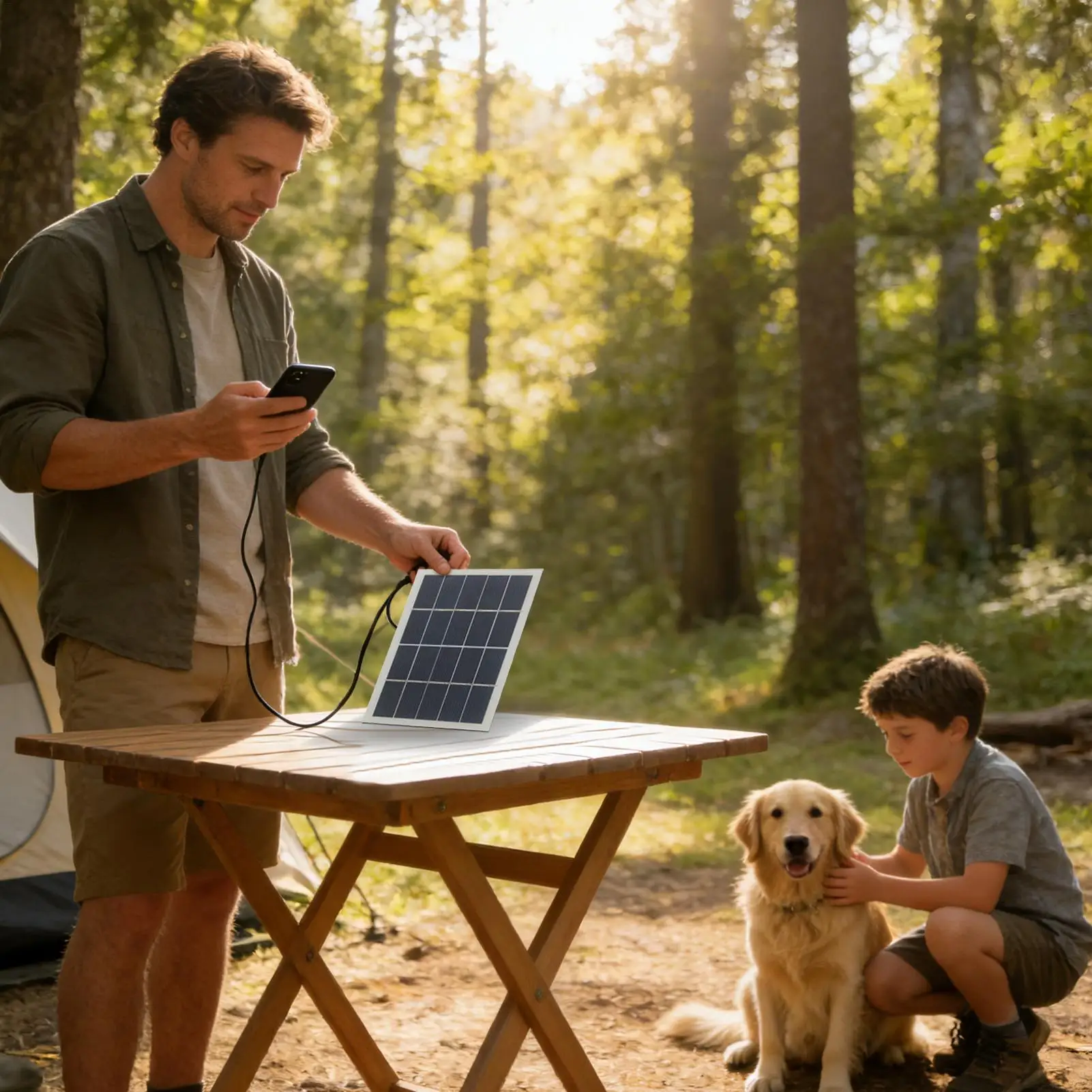 Solar Charging Panel Waterproof 15W High-Conversion Solar Battery Charger for Yards Porches Gardens Lawn Party Camping